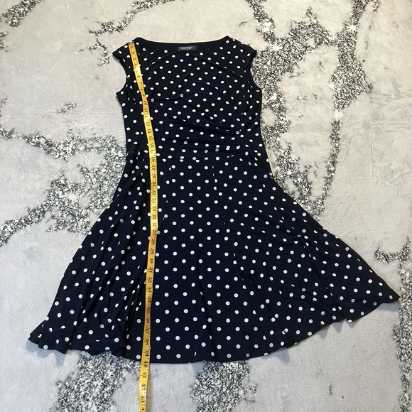 Lauren Ralph Lauren Dress Womens Size‎ 14 Navy Blue Polka-Dot Jersey Pullover - Picture 4 of 9
